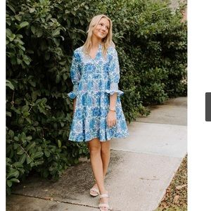 NWT Sohana floral blue summer dress, with pockets. Size Small: FITS like XS!!!